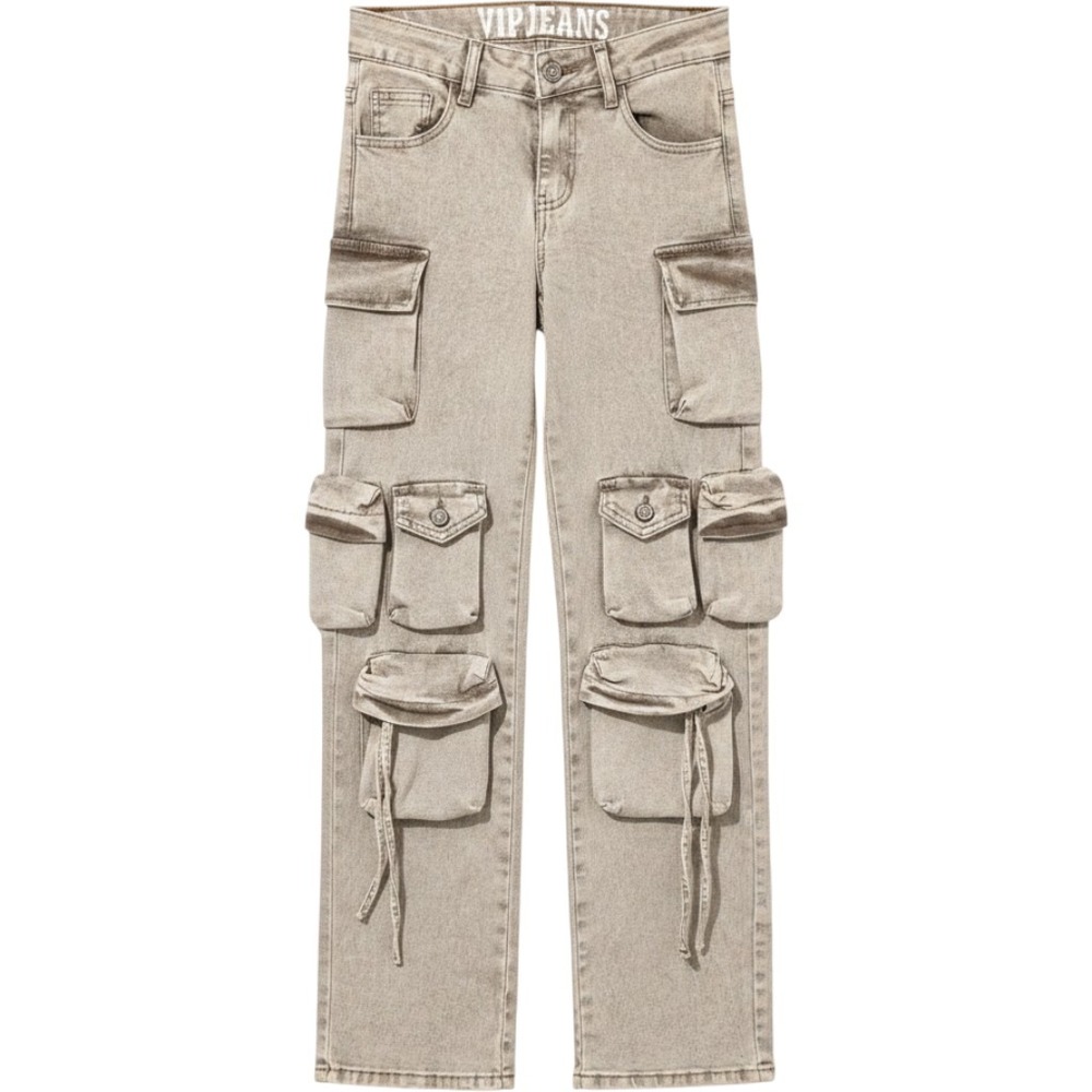 VIP Jeans Cargo Pants Women Size 00 Khaki Multi Pocket Utility Streetwear